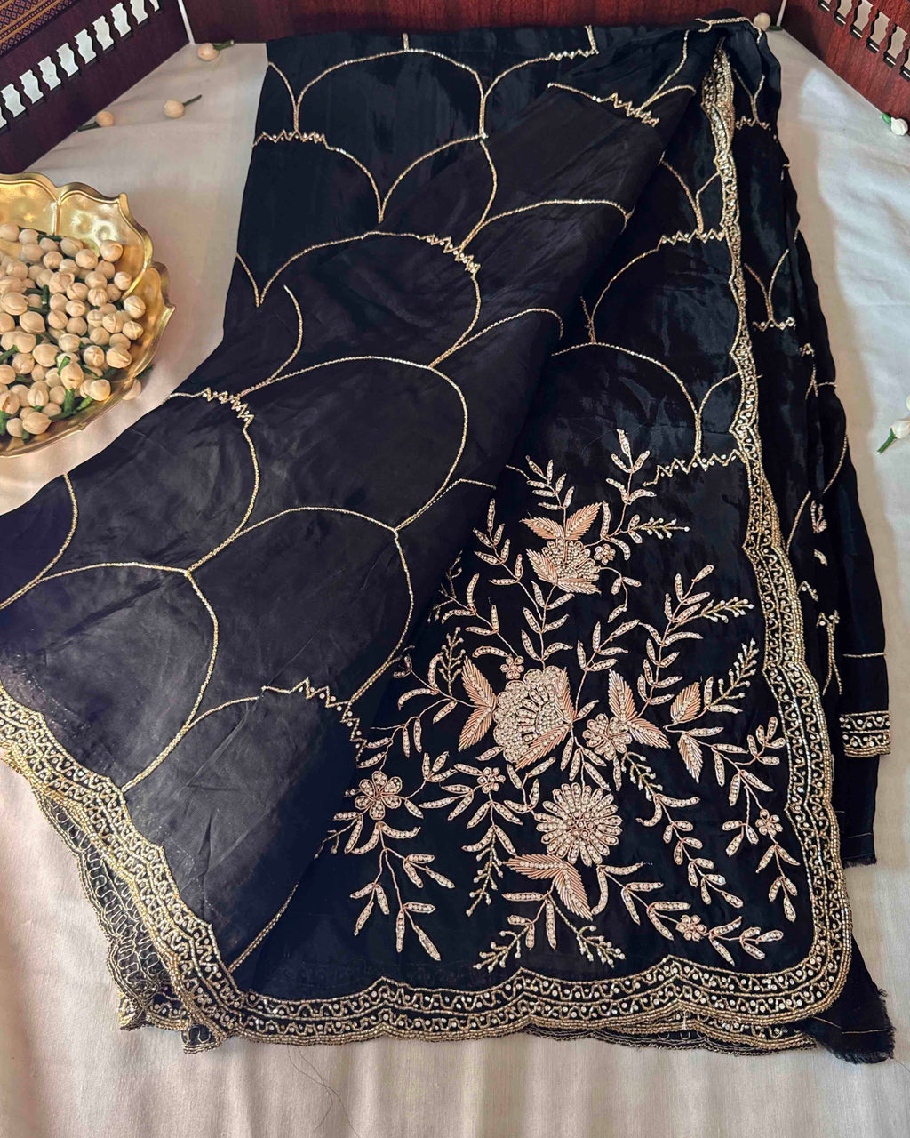Black Handcrafted Luxury Saree