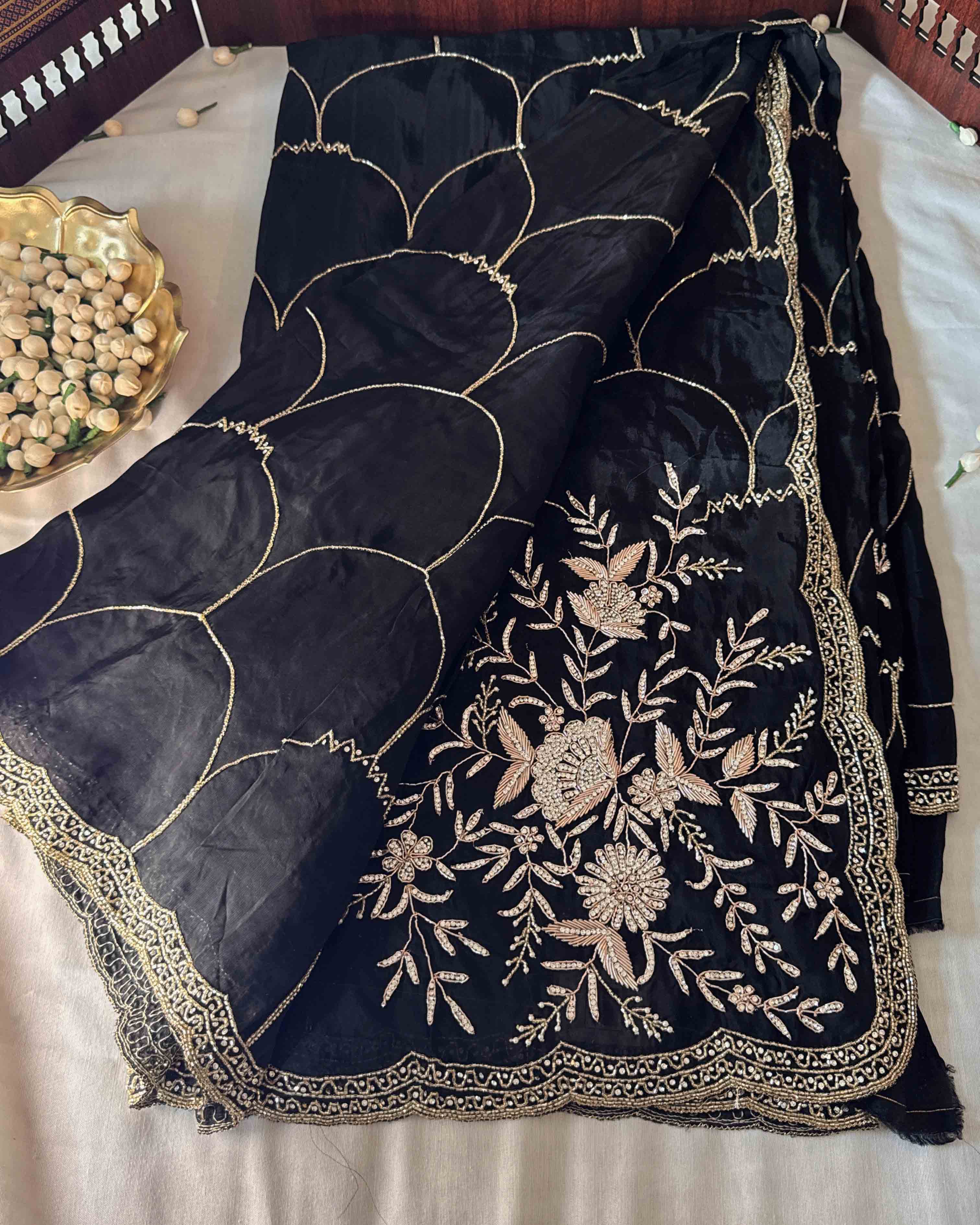 Black Handcrafted Luxury Saree