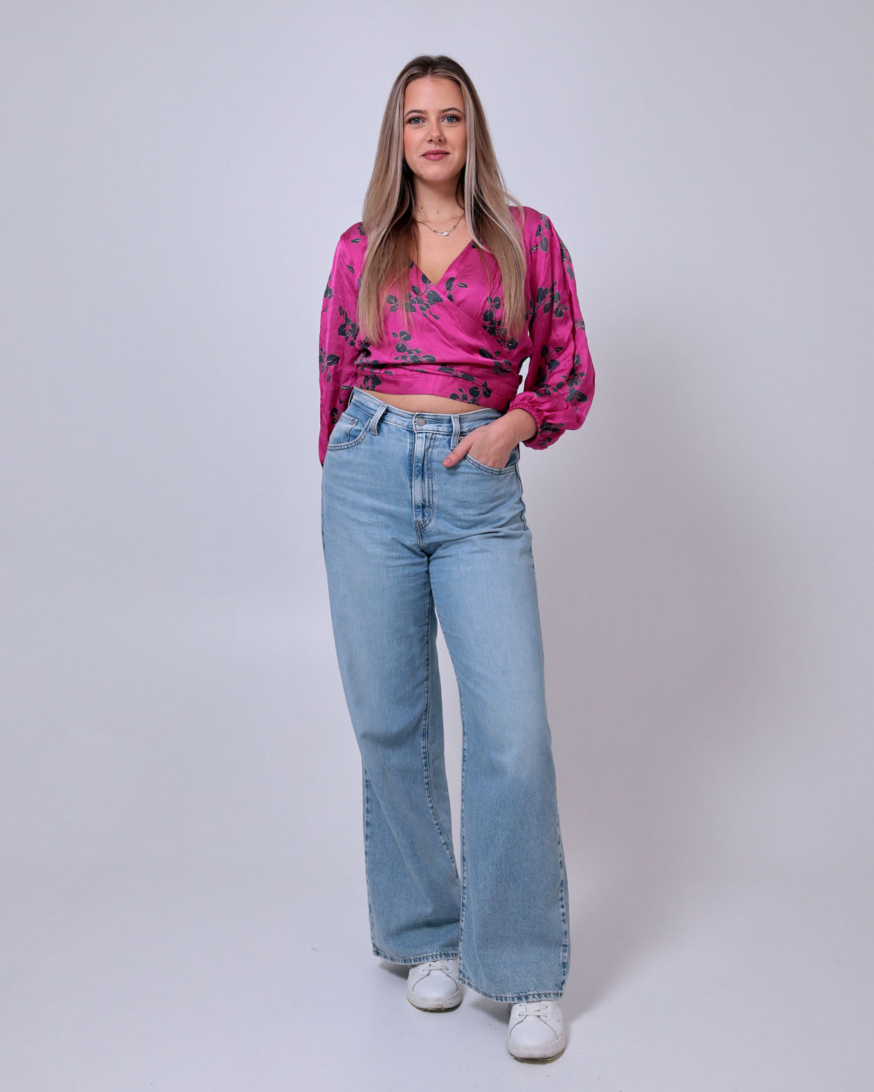 Fuchsia Modal-Satin Wrap Top