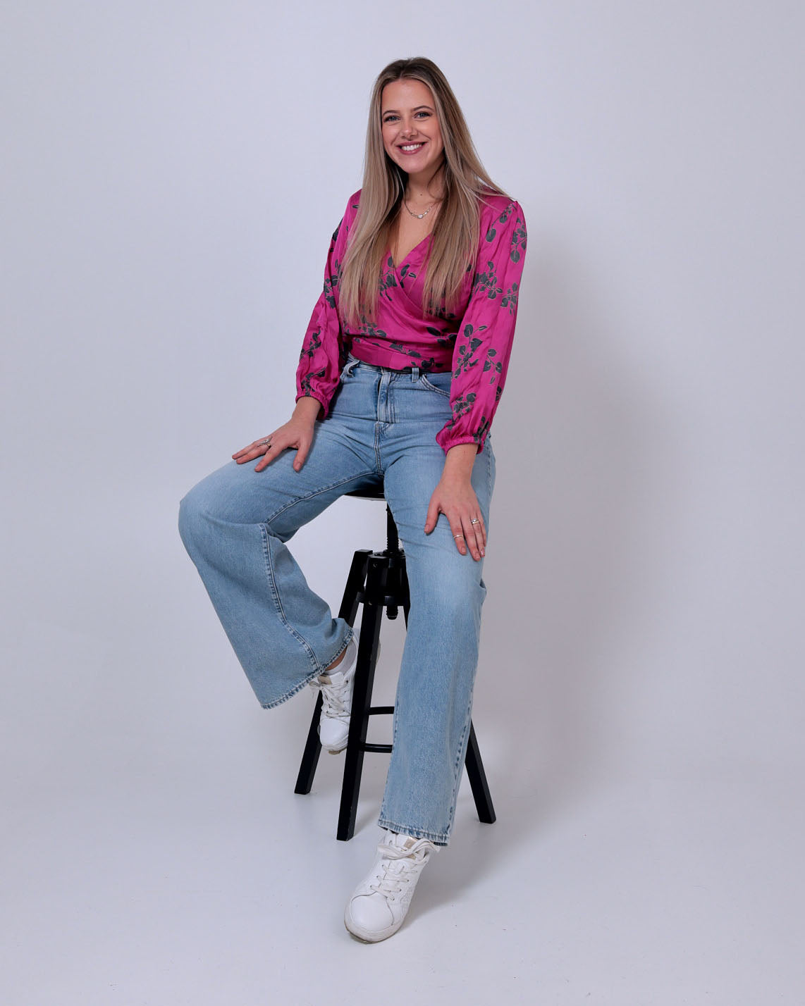 Fuchsia Modal-Satin Wrap Top