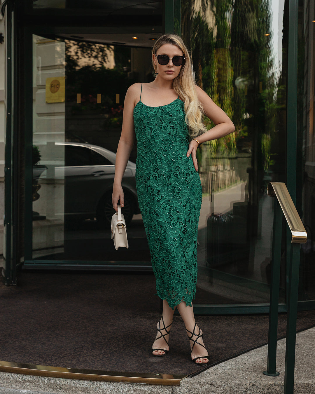 Green Midi Slip Cutwork & Embroidery Dress