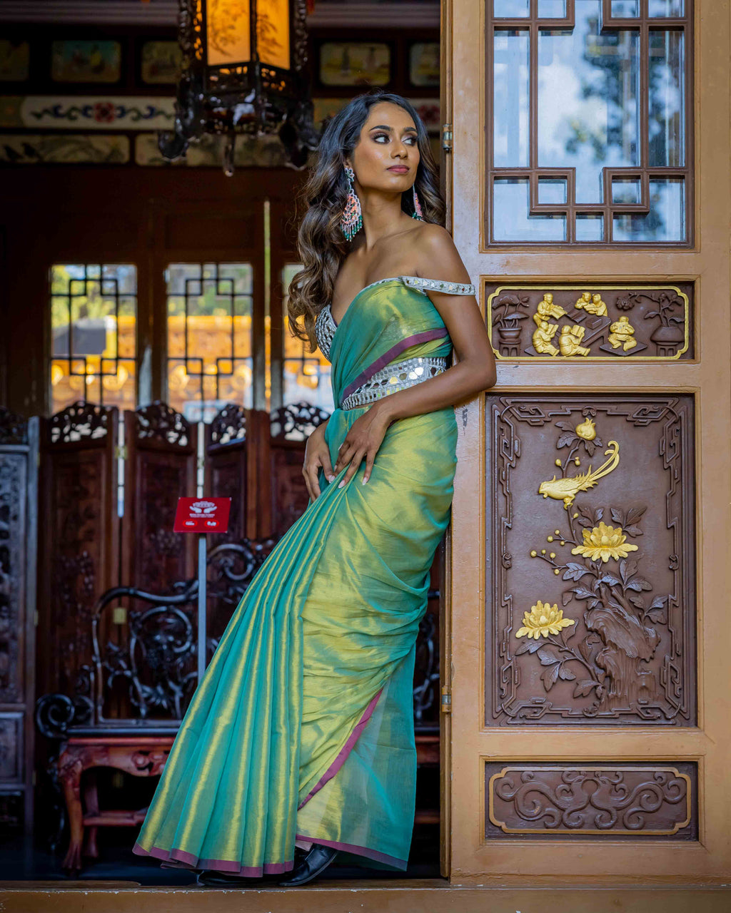 Green Cotton Tissue Saree