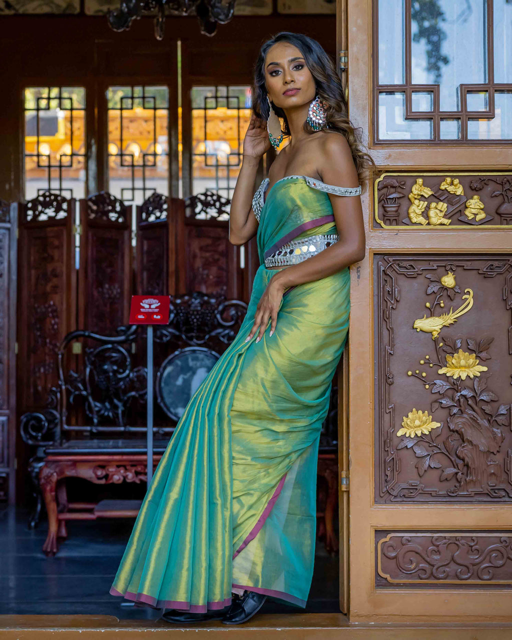 Green Cotton Tissue Saree