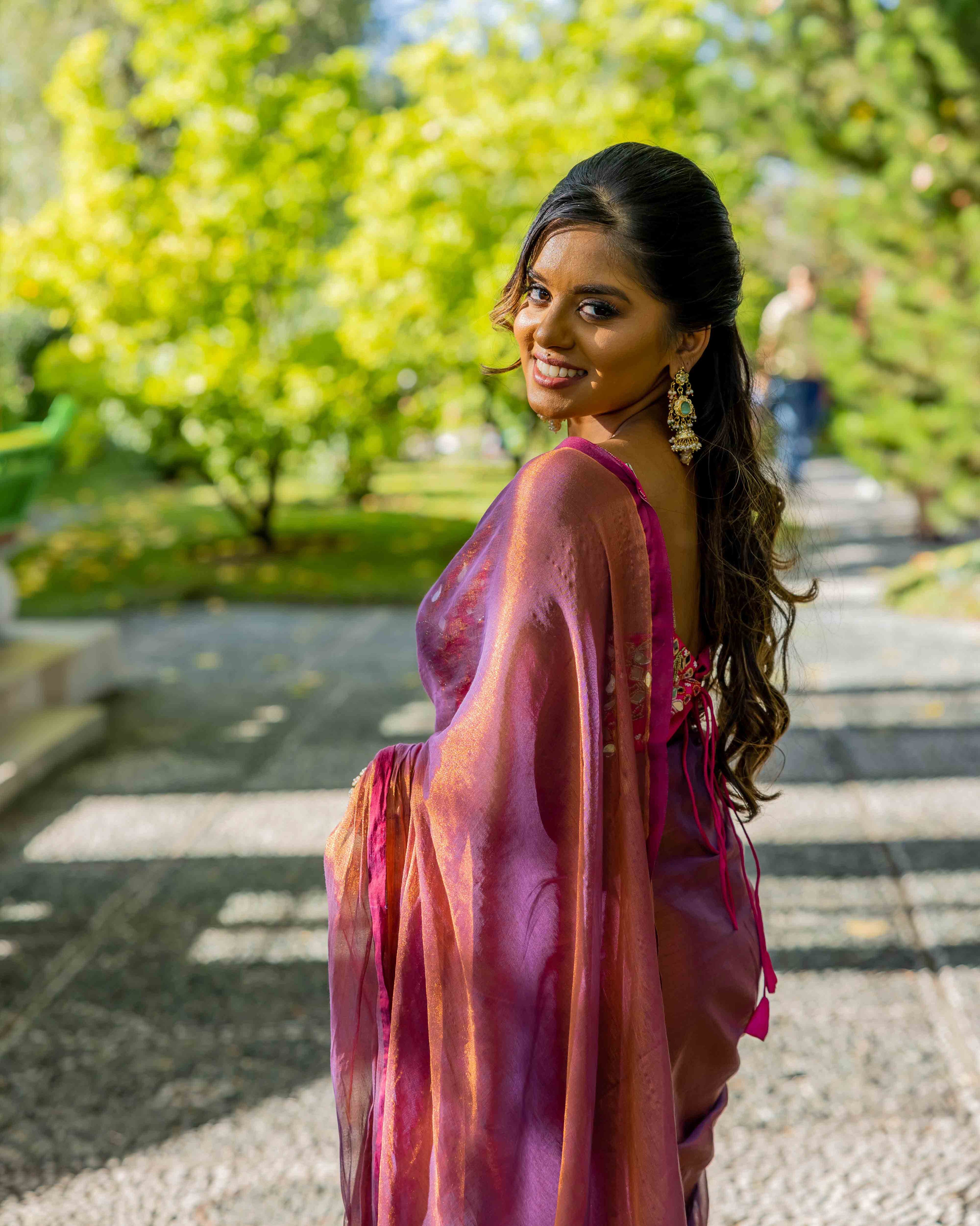 Pink Lavendar Cotton Tissue Saree