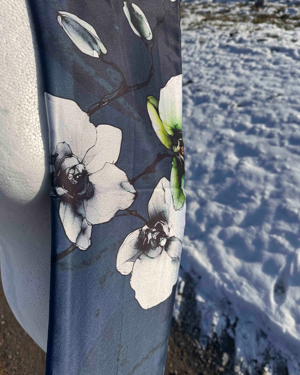 Blue Ajrak Japan Satin Saree