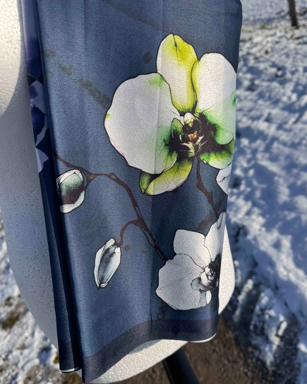 Blue Ajrak Japan Satin Saree