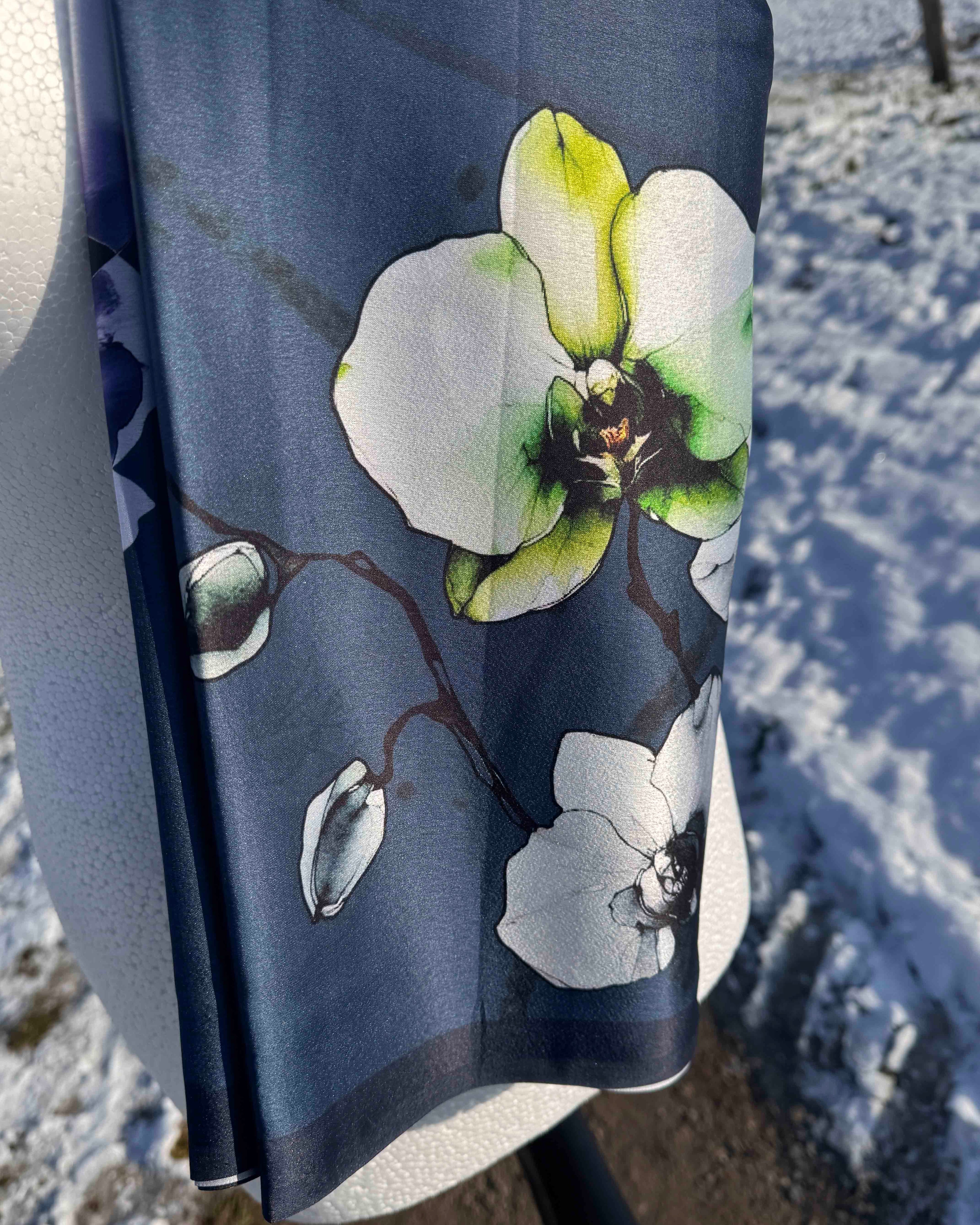 Blue Ajrak Japan Satin Saree