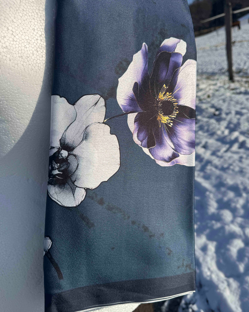 Blue Ajrak Japan Satin Saree