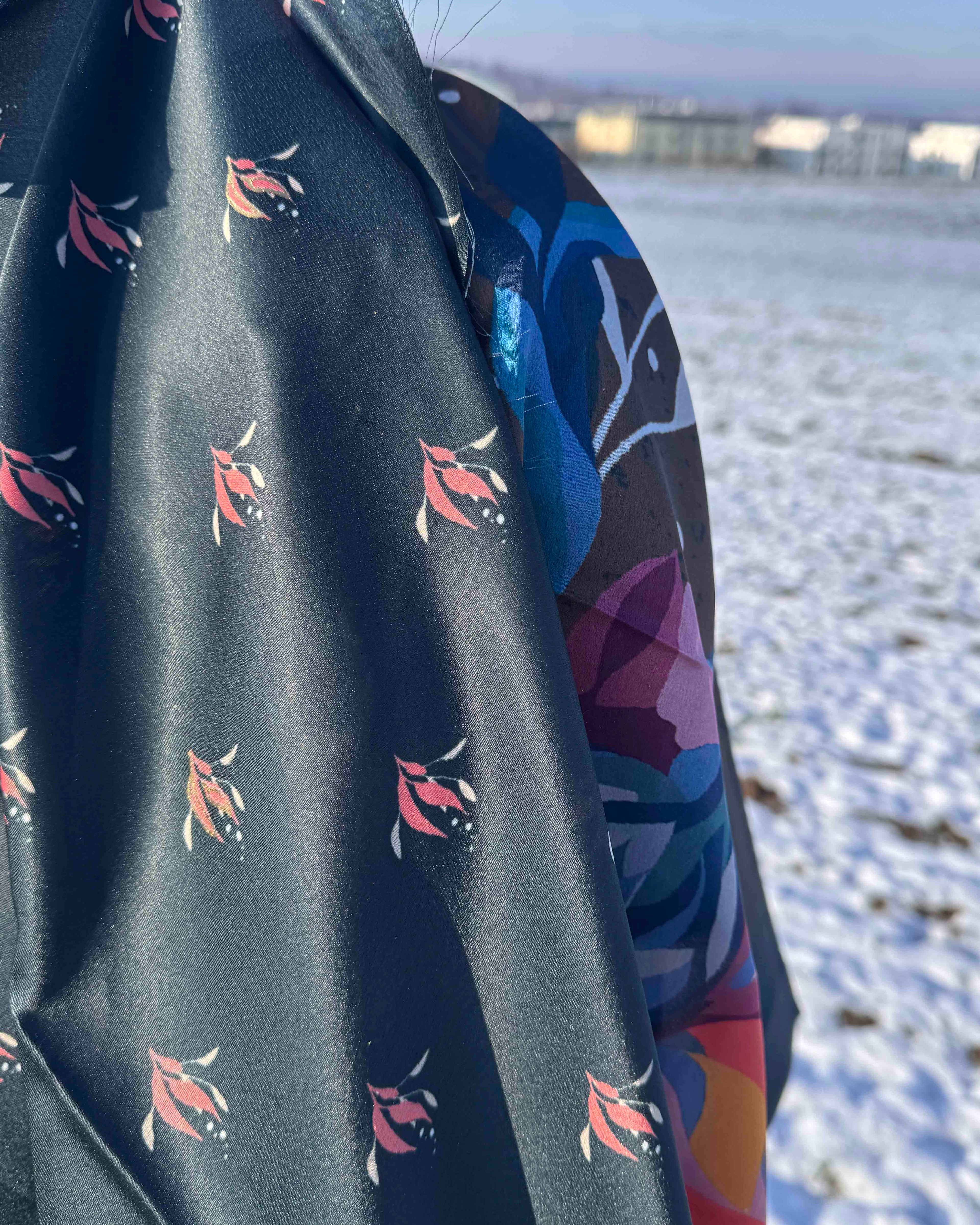 Deep Toned Floral Satin Saree