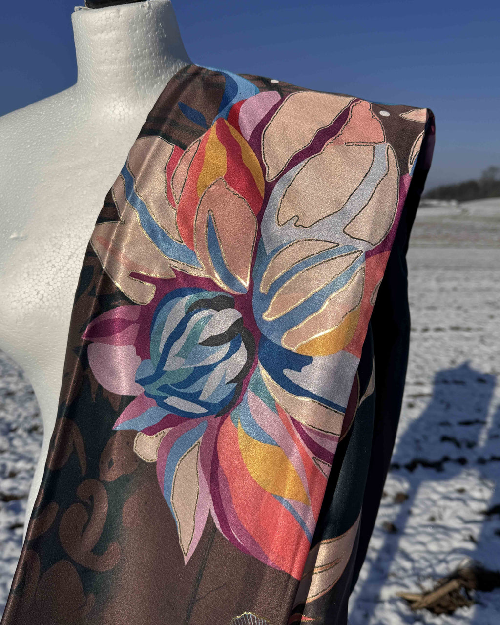 Deep Toned Floral Satin Saree