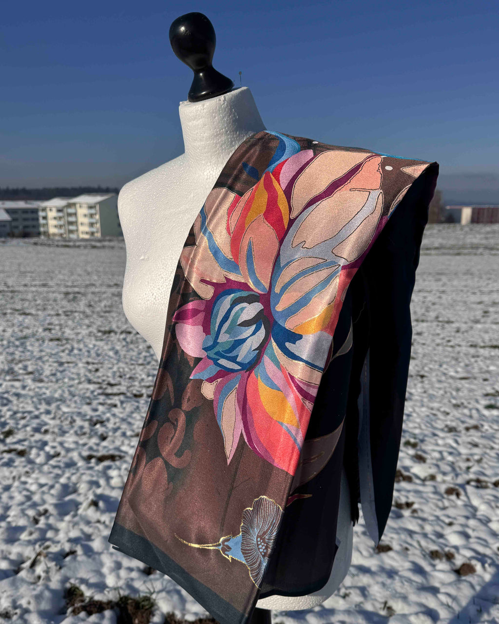 Deep Toned Floral Satin Saree