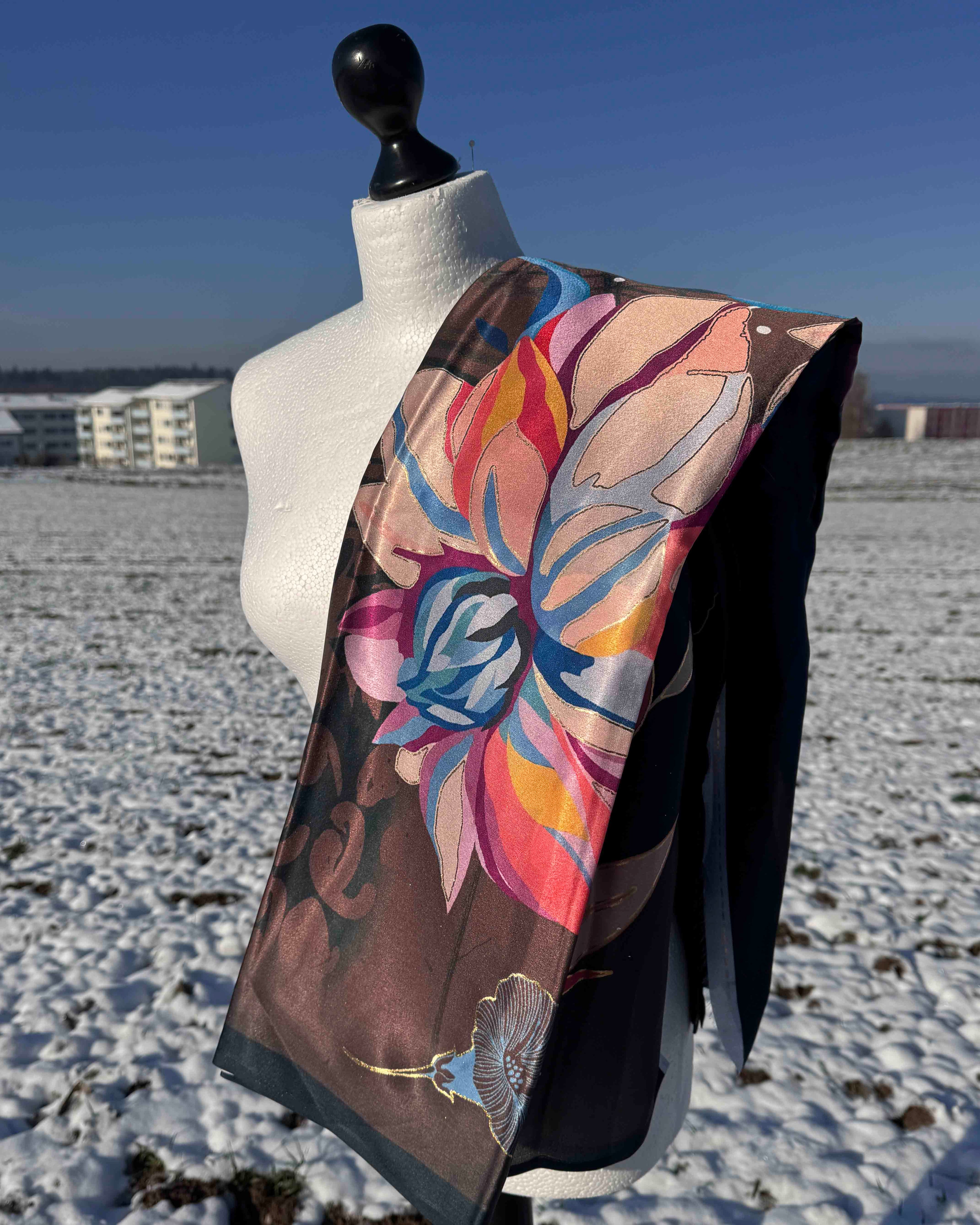 Deep Toned Floral Satin Saree