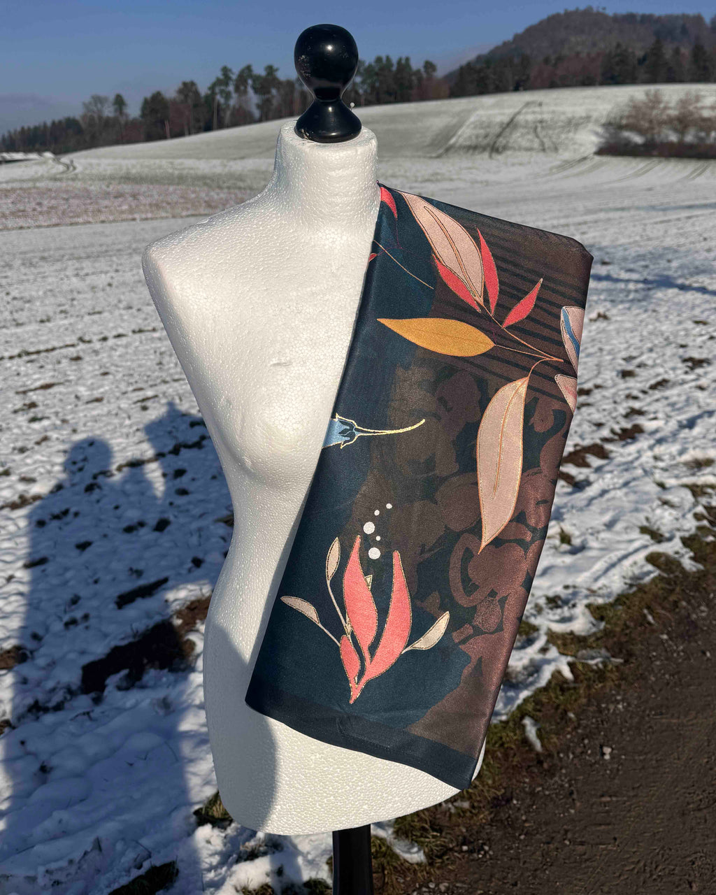 Deep Toned Floral Satin Saree