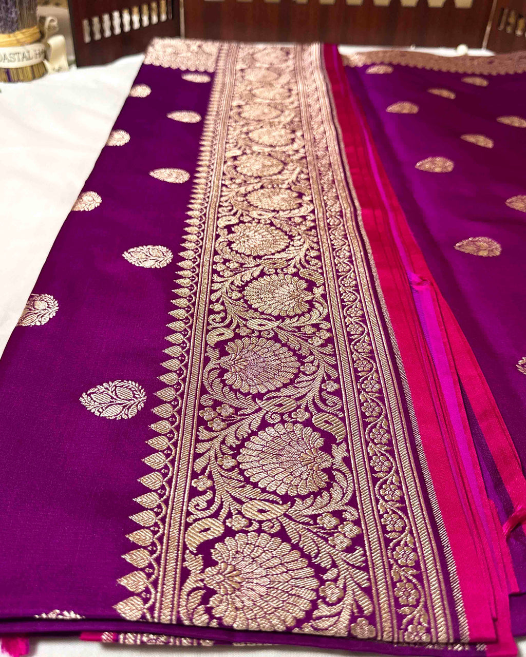 Purple Majenta Banarasi Silk Saree