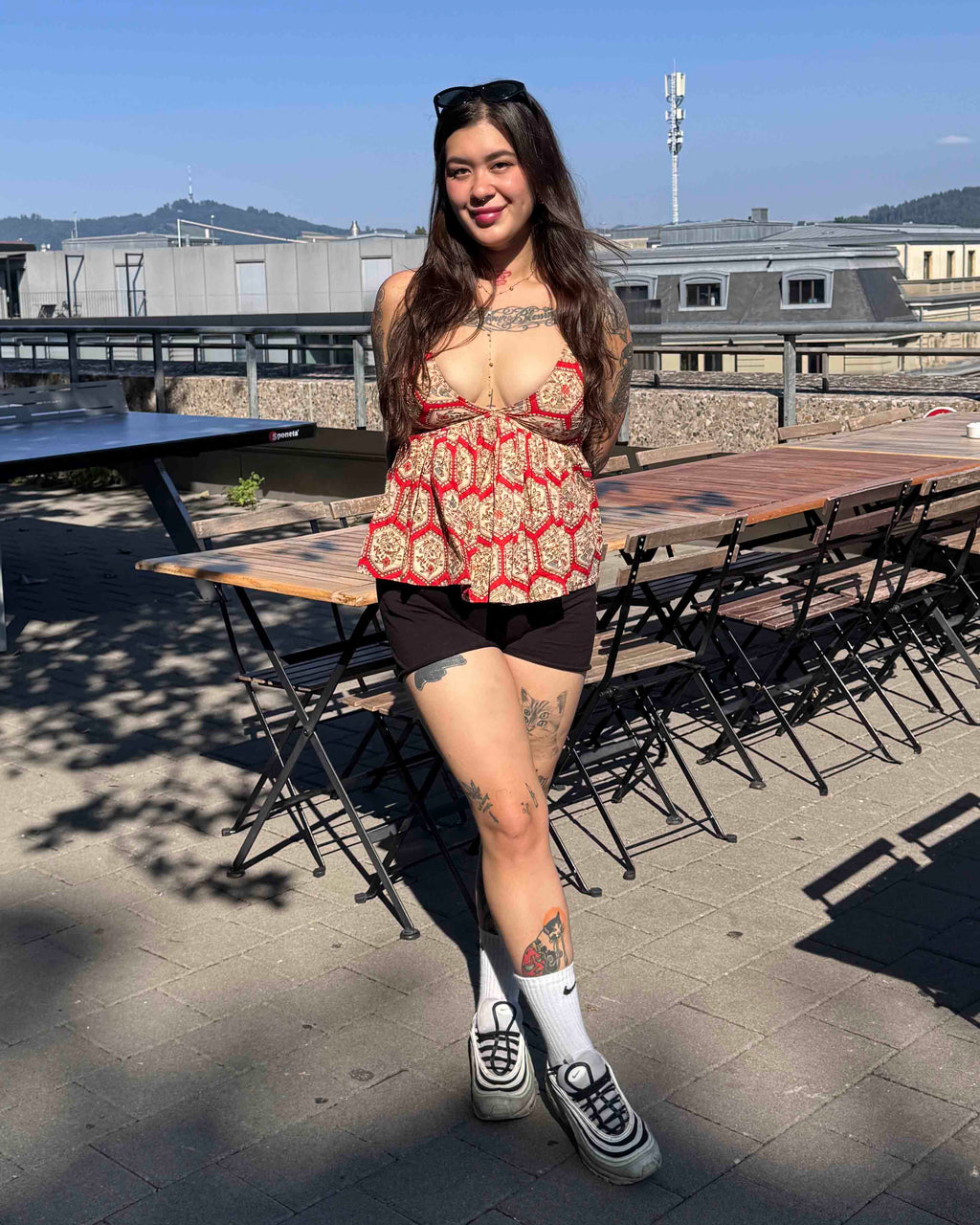 Red Ajrakh Printed Pure Cotton Top