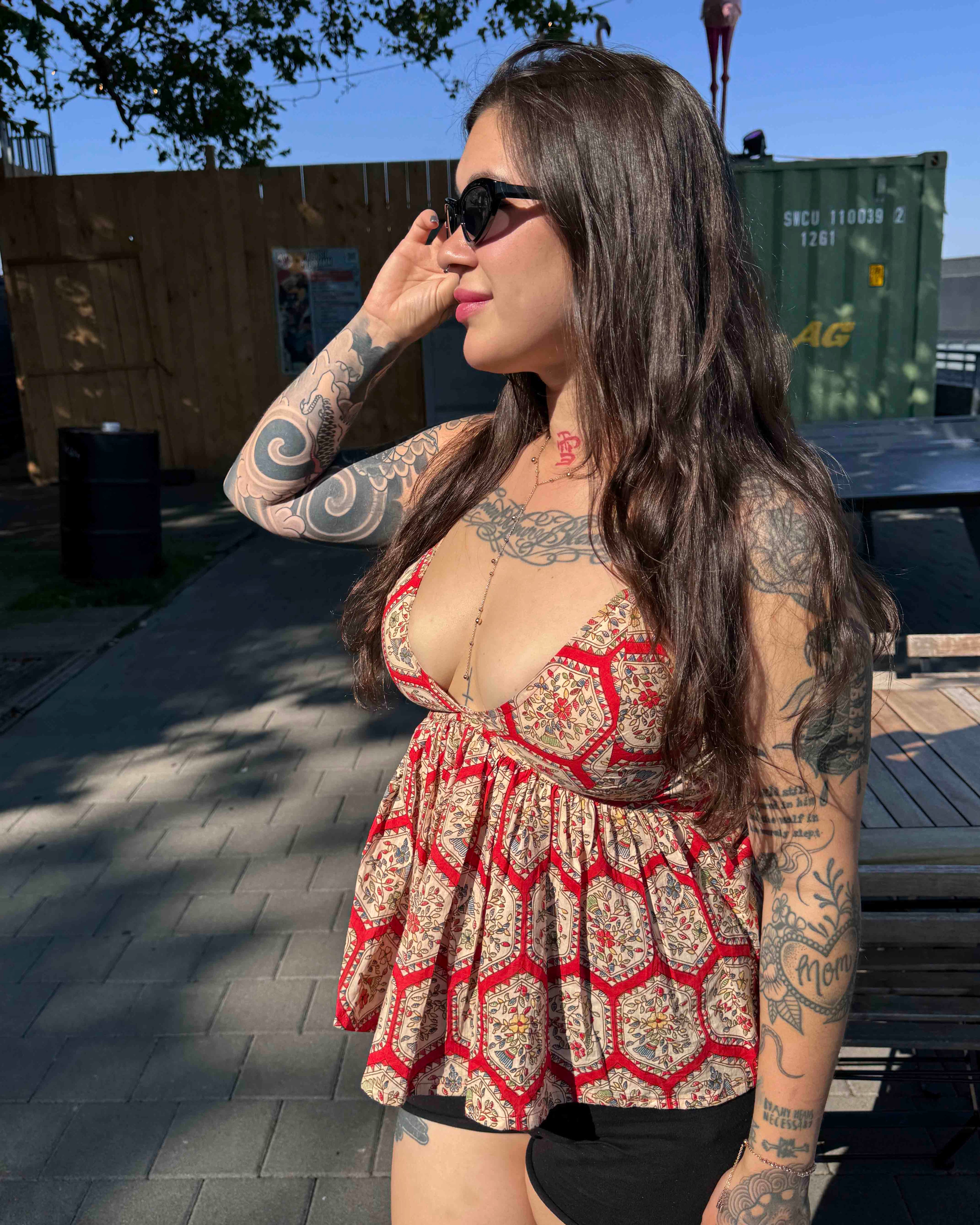 Red Ajrakh Printed Pure Cotton Top