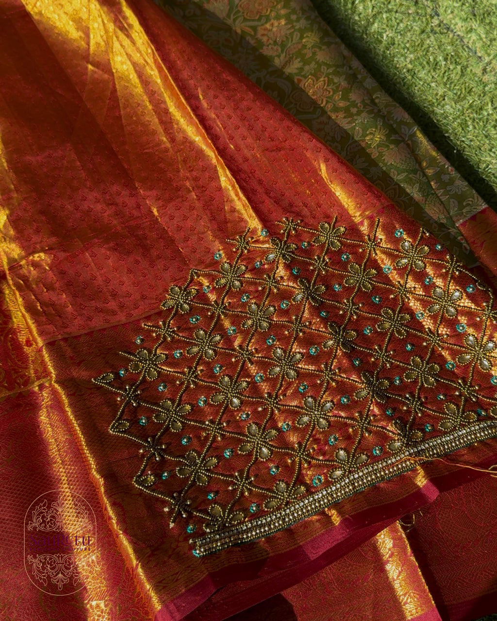 Royal Green Dharmavaram Brocade Silk Saree with Zari Work Pallu