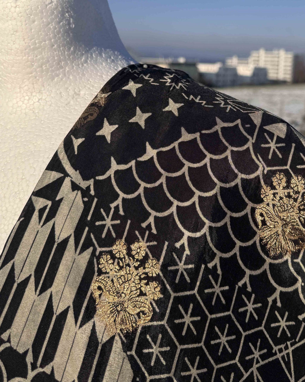 Black Fiesta Silk Pure Modal Silk Saree - Saurutu Heritage Couture