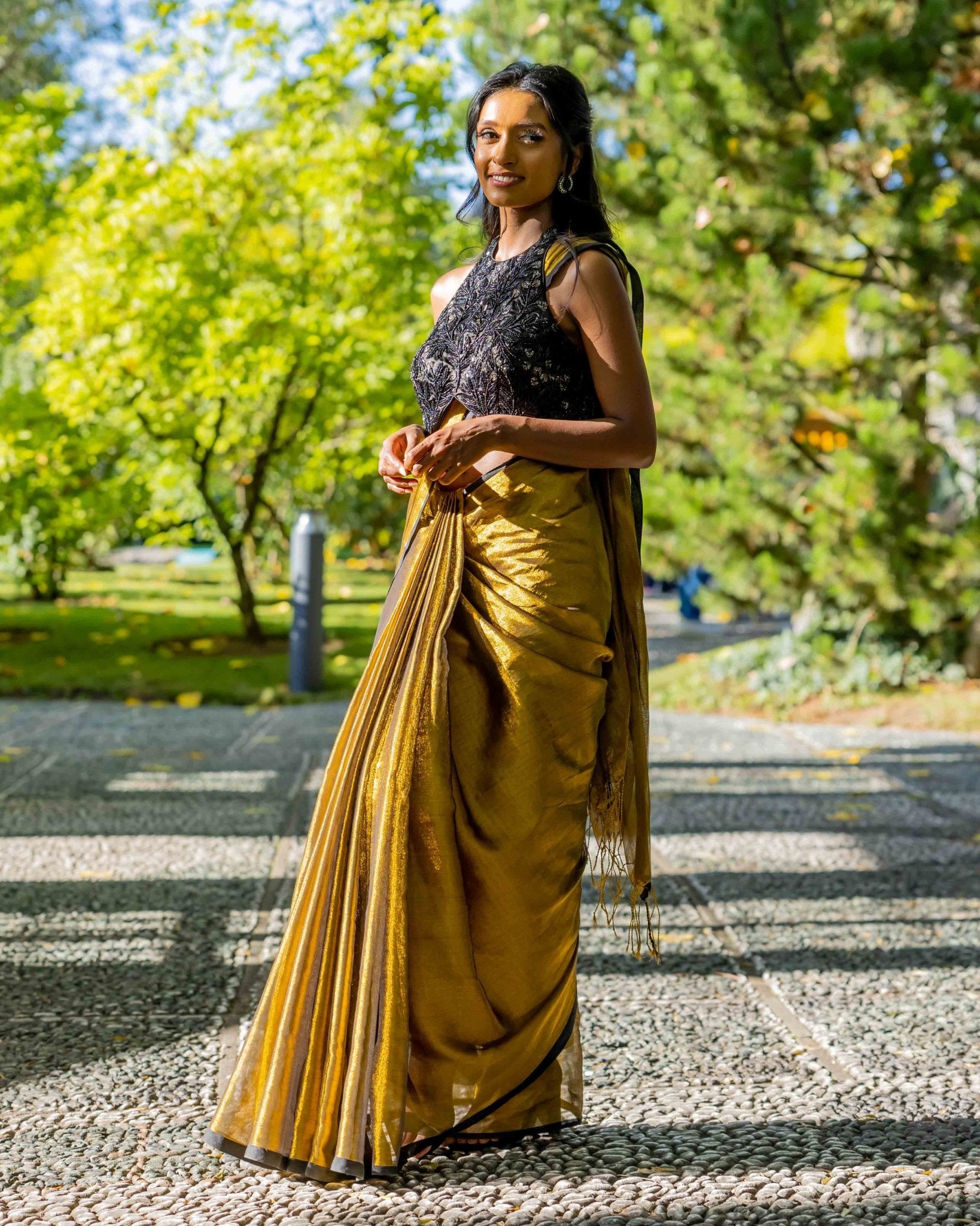 Black Hand-Embroidered Readymade Blouse - Saurutu Heritage Couture