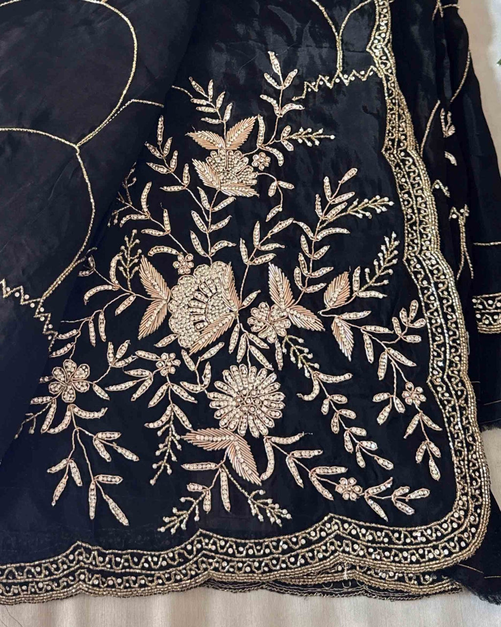 Black Handcrafted Luxury Saree - Saurutu Heritage Couture