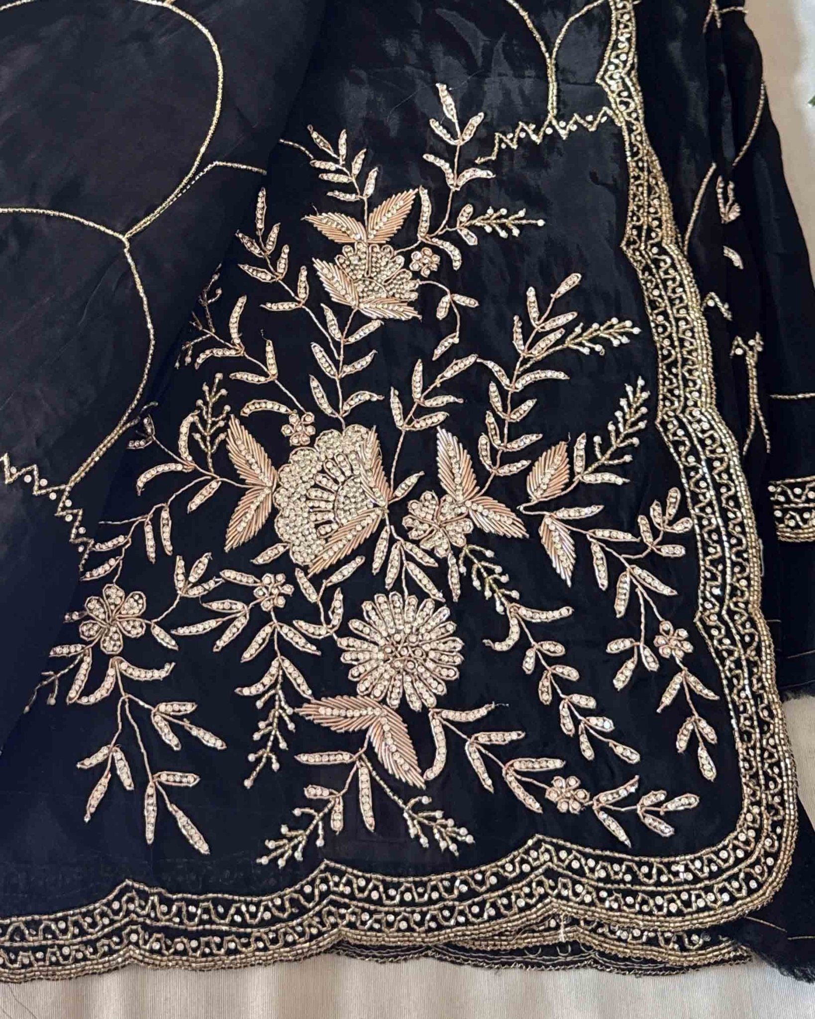 Black Handcrafted Luxury Saree - Saurutu Heritage Couture