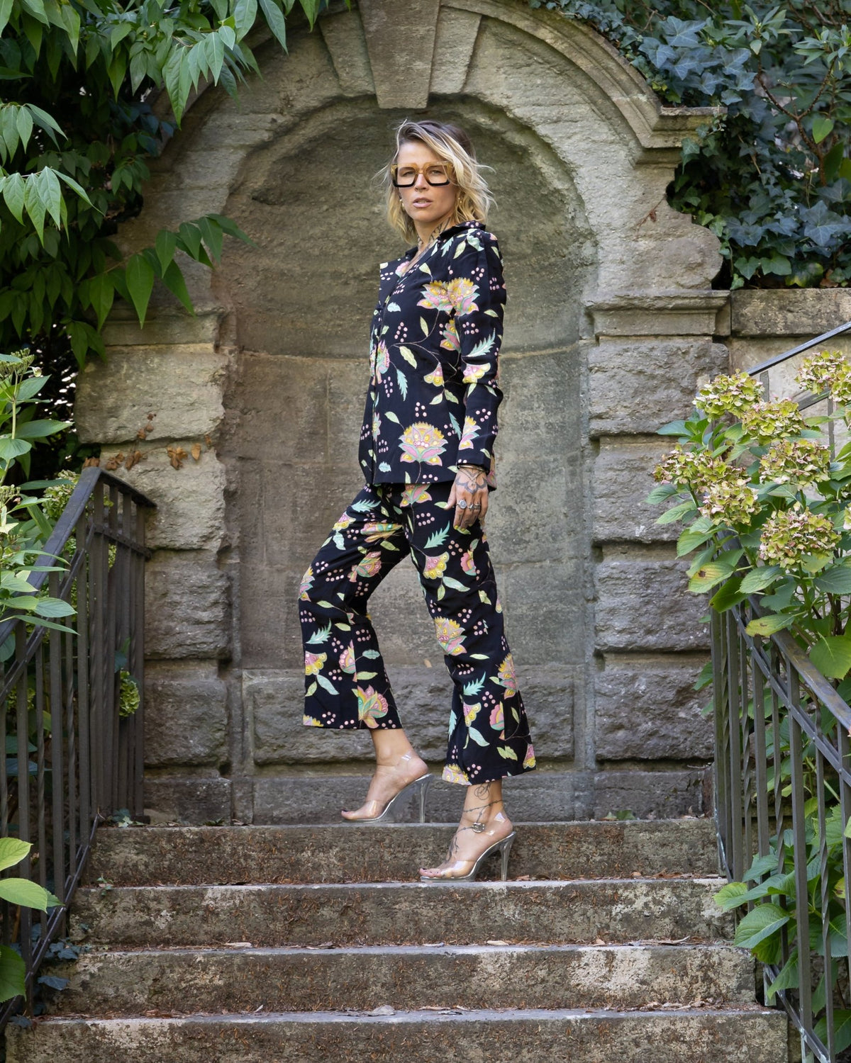 Black Pure Crepe Co-ord Set - Saurutu Heritage Couture