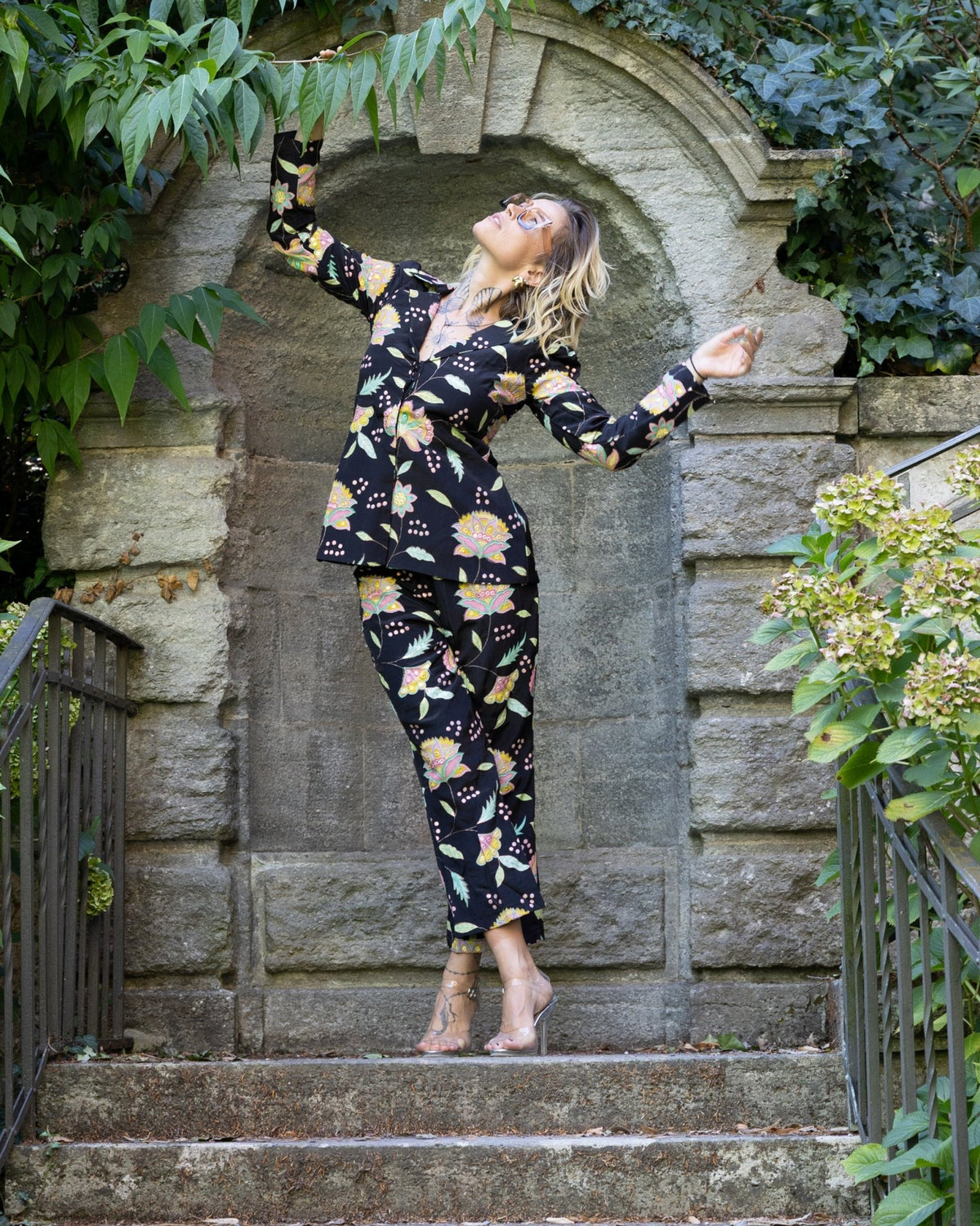 Black Pure Crepe Co-ord Set - Saurutu Heritage Couture