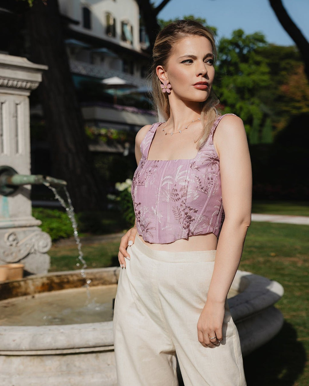 Cream Cotton Pants - Saurutu Heritage Couture