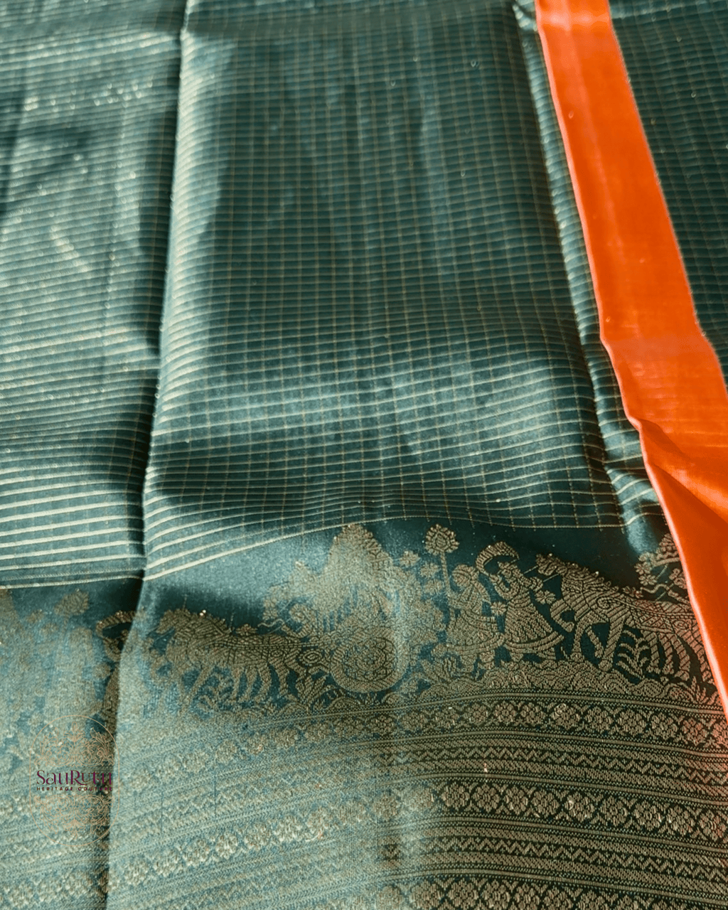 Green Dharmavaram Pure Silk Saree - Saurutu Heritage Couture