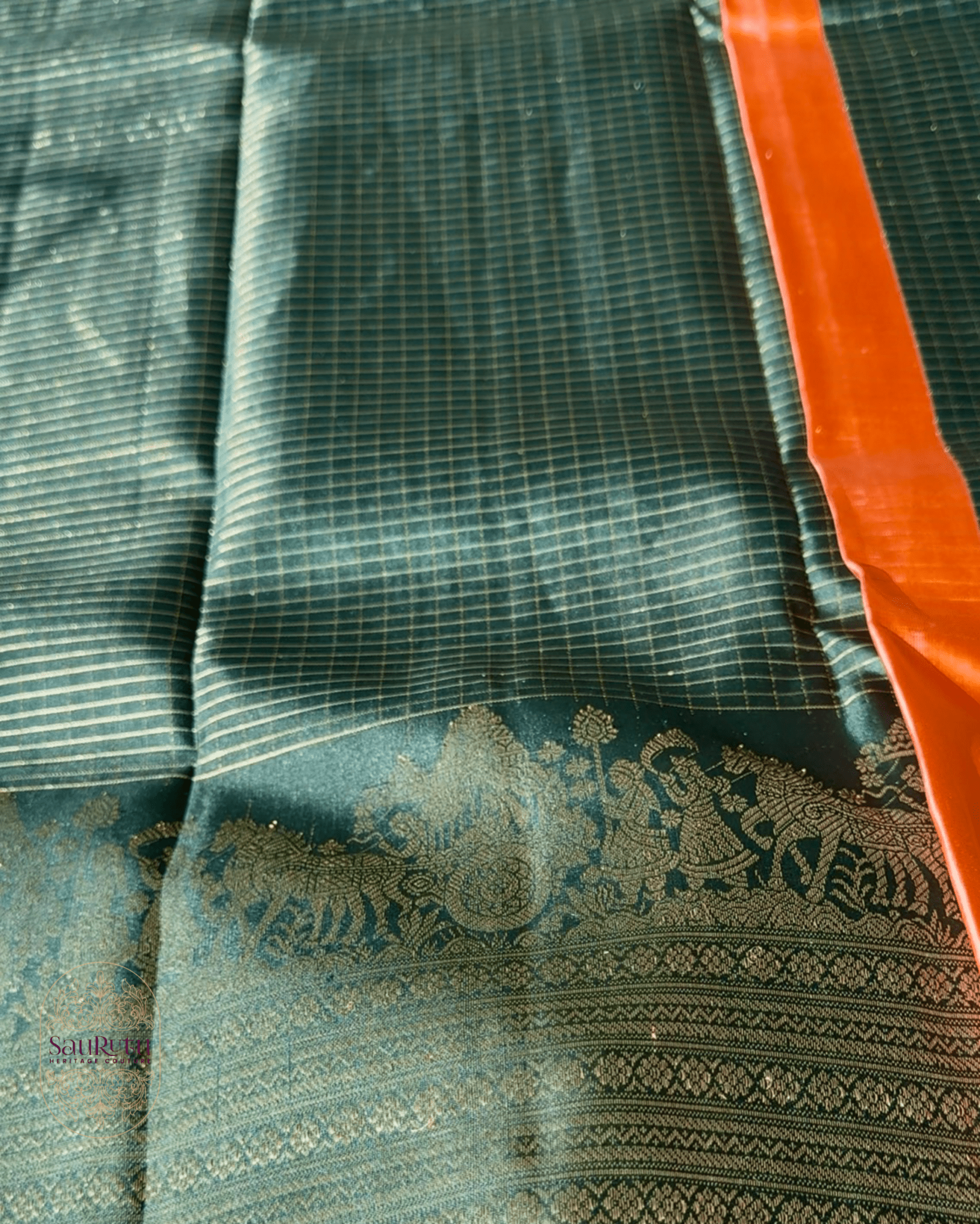 Green Dharmavaram Pure Silk Saree - Saurutu Heritage Couture