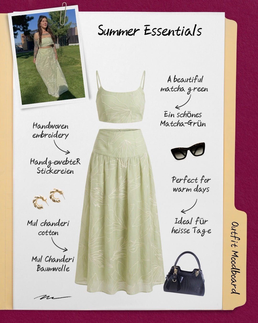 Matcha Green Mul Chanderi Coord Set - Saurutu Heritage Couture