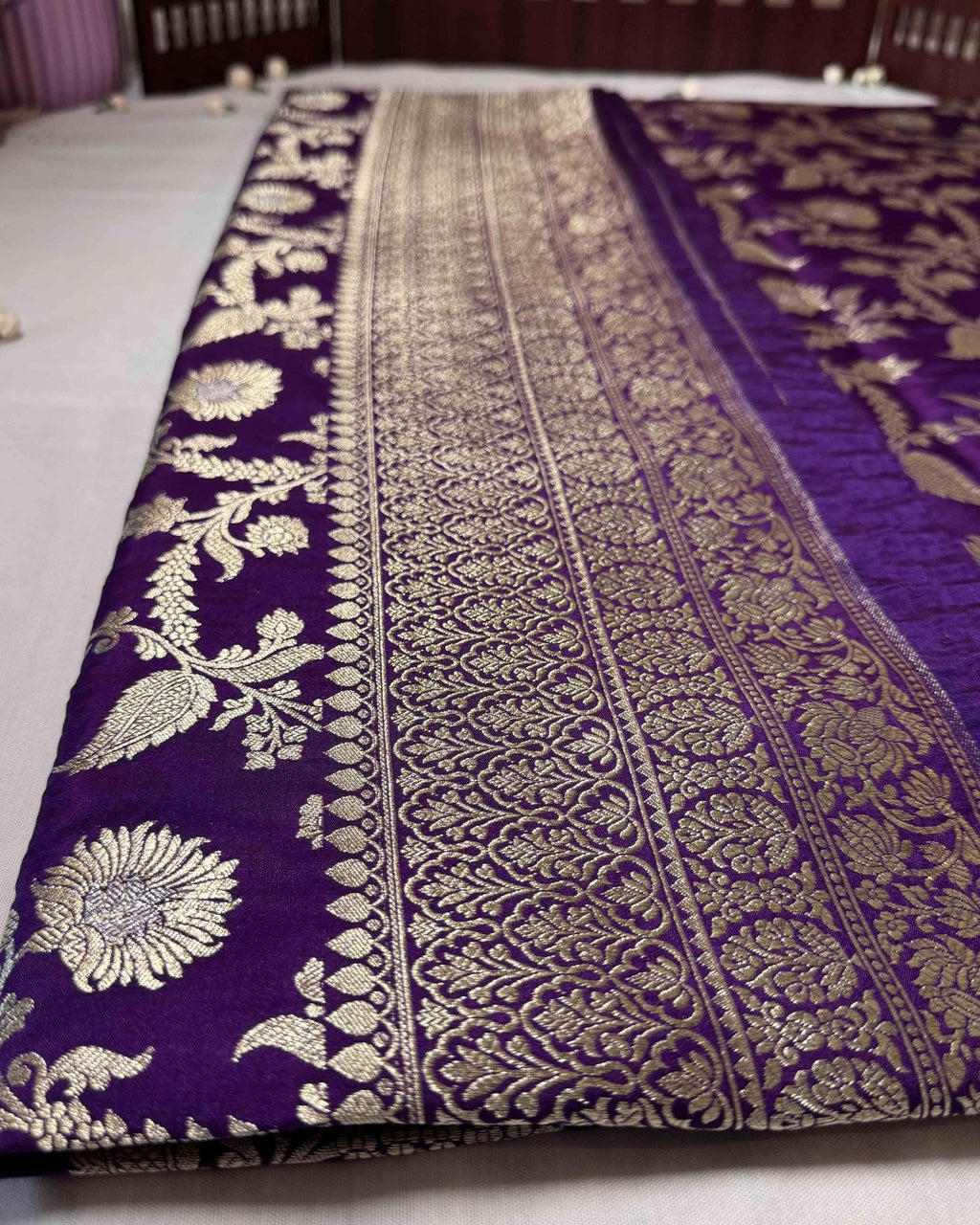 Purple Banarasi Noor Silk Saree - Saurutu Heritage Couture