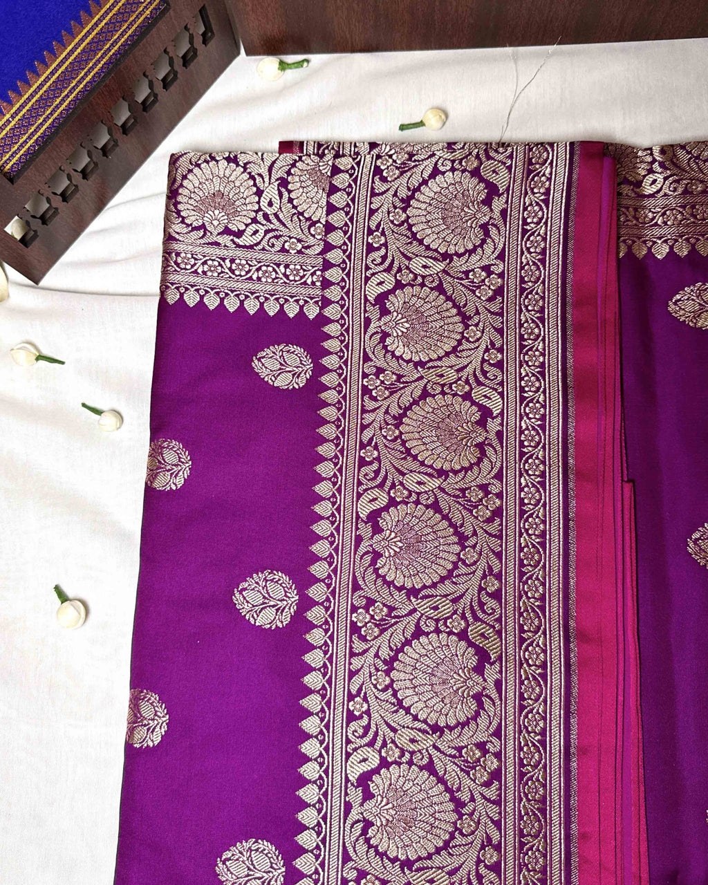 Purple Majenta Banarasi Silk Saree - Saurutu Heritage Couture