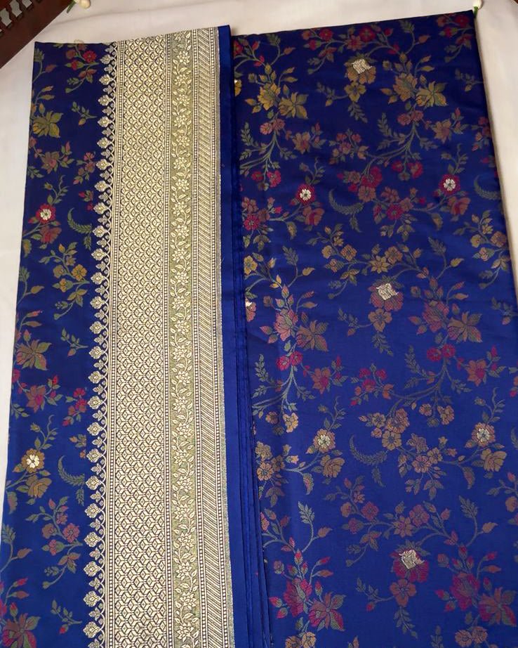 Royal Blue Banarasi Silk Saree - Saurutu Heritage Couture