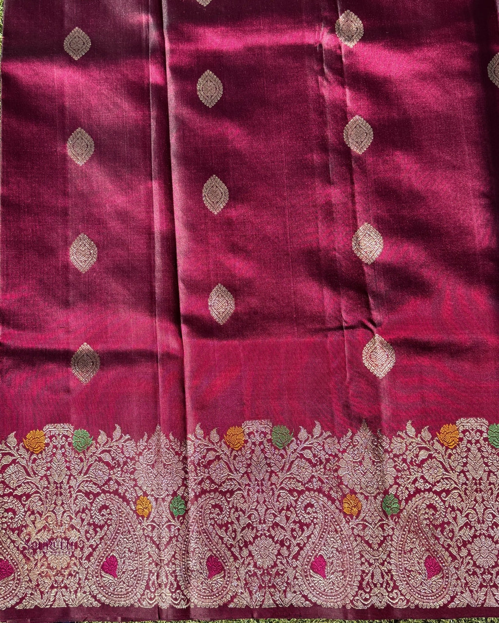 Wine Maroon Nalli Silk Saree - Saurutu Heritage Couture